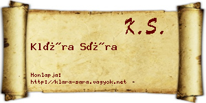 Klára Sára névjegykártya